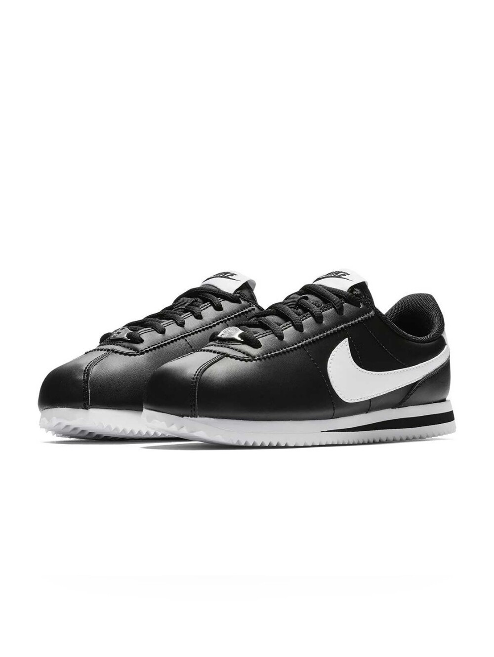 Nike Women's Cortez Black Leather Retro Snekers White Sole Classic Streetwear
